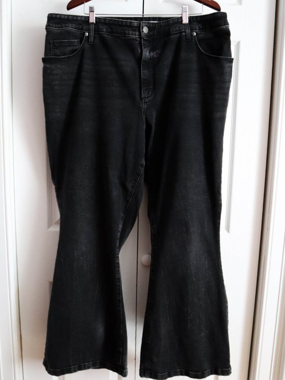 Ava & Viv High Rise Flare Jeans Faded Black Denim Plus Size 24